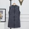 Autumn and winter collarless medium and long light down jacket vest women's short round neck zipper vest vest vest vest tide