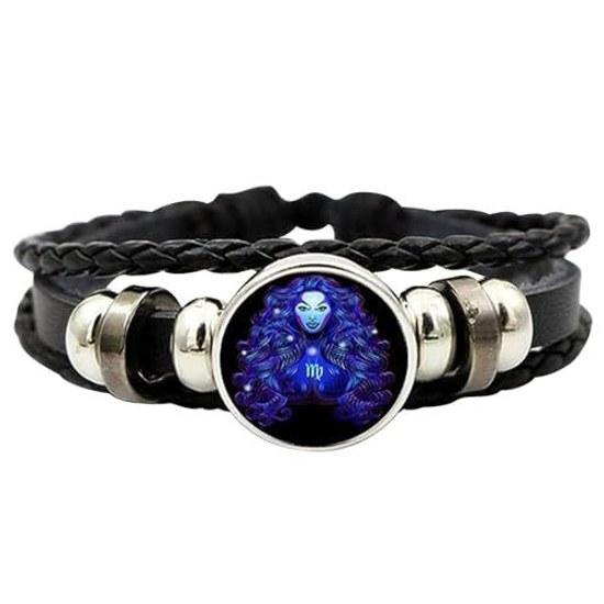 Homkilkn Constellation Bracelet - Rope List Band Braided Zodiac Spirit Leather Unisex Adults
