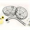 2-Tier Octagonal Stainless Steel Fruit Basket with Detachable Banana Hangers - Space-Saving Kitchen Counter Organizer