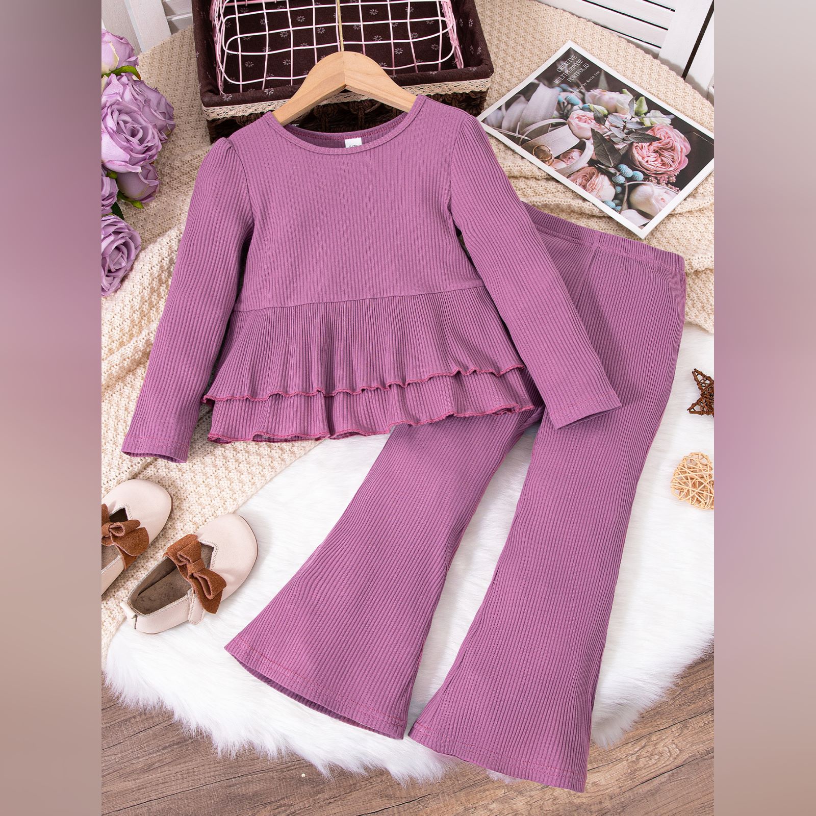 

Kids Cartoon Casual Fashion Outfit Set Long Sleeve Top & Pants 7Y