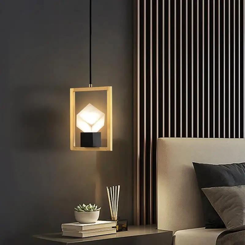Luxury Gold Lustre Copper Crystal Pendant Lights LED E14 Modern Hanging Lamp Bedside Bedroom Model/Dining Room Kitchen Store Bar
