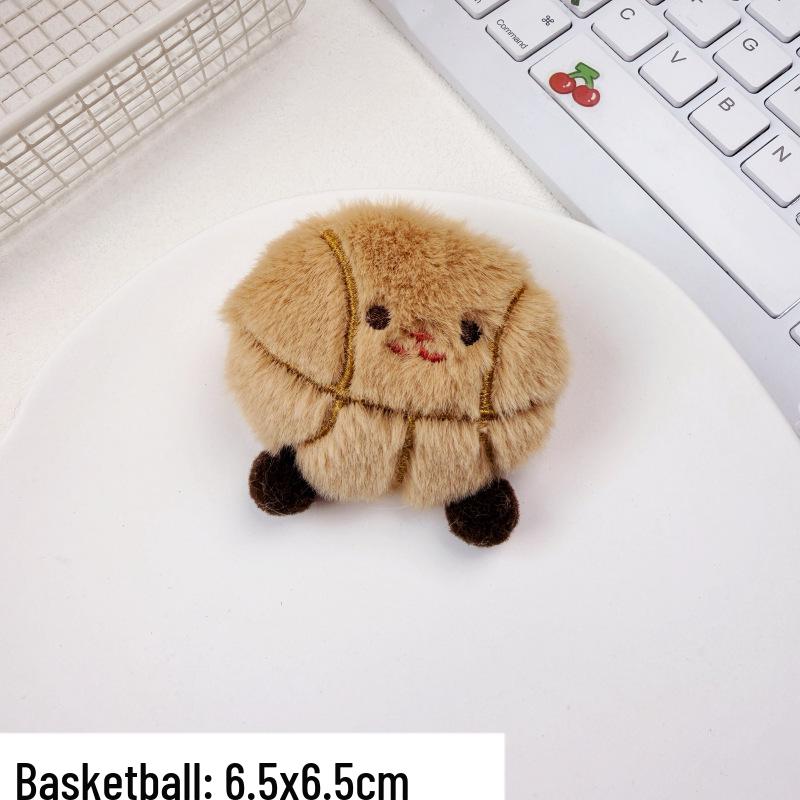 Cartoon Plush Sports Brooches: Cute Basketball, Baseball, Football Figurine Accessories for Bags and Clothes Original [Back Opening] баскетбола