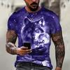 2025 Wolf T Shirt For Mens Animal Print Short Sleeve Top 3D Casual Street Man's T-shirt Oversized Tee Shirt Men Vintage Clothing