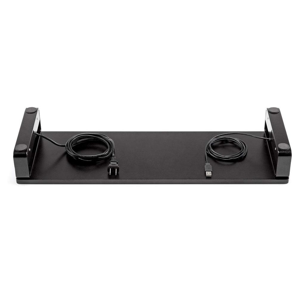 Sanwa Direct Monitor Stand with 3 USB Ports and 2 Power Strips, 60cm Wide x 20cm Deep, Black, Tabletop, Model 100-MR039BK