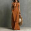 Women Sleeveless Lapel Shirt Maxi Dress Front Button Down Long Dress Summer Casual Vacation Dress