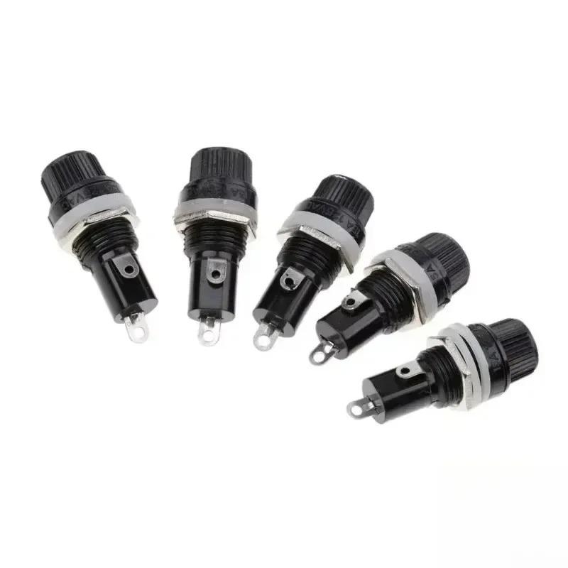 

10A 250V Thread Screw Cap Panel Mounted Fuse Holders 5 Pieces 2025 VCQ for 5*20