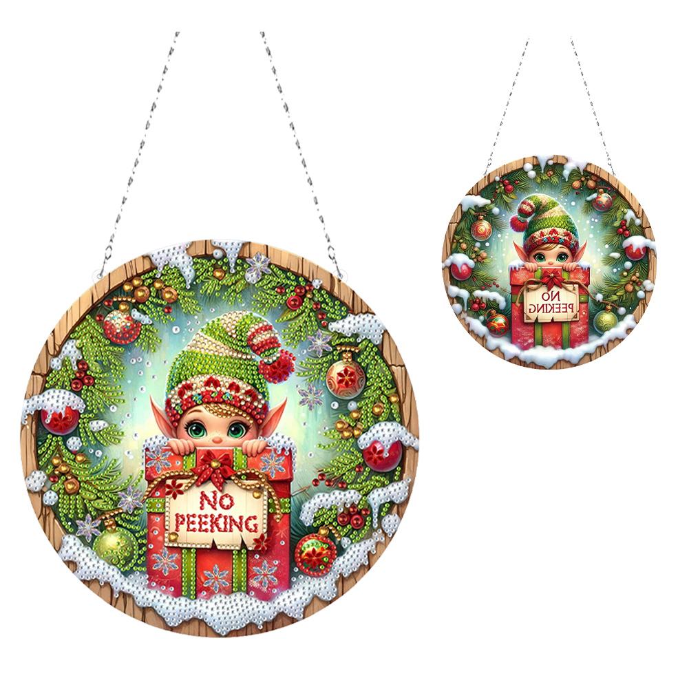 Christmas Diamond Art Hanging Pendant Acrylic 5D DIY Diamond Painting Dots Pendant Diamond Painting Hanging Ornaments for Adults