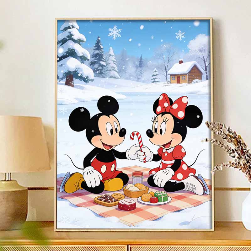 Disney Diamond Art Painting Kit 5D Diamond Painting Winter Mickey Minnie Candy Art Diamond Home Wall Decor