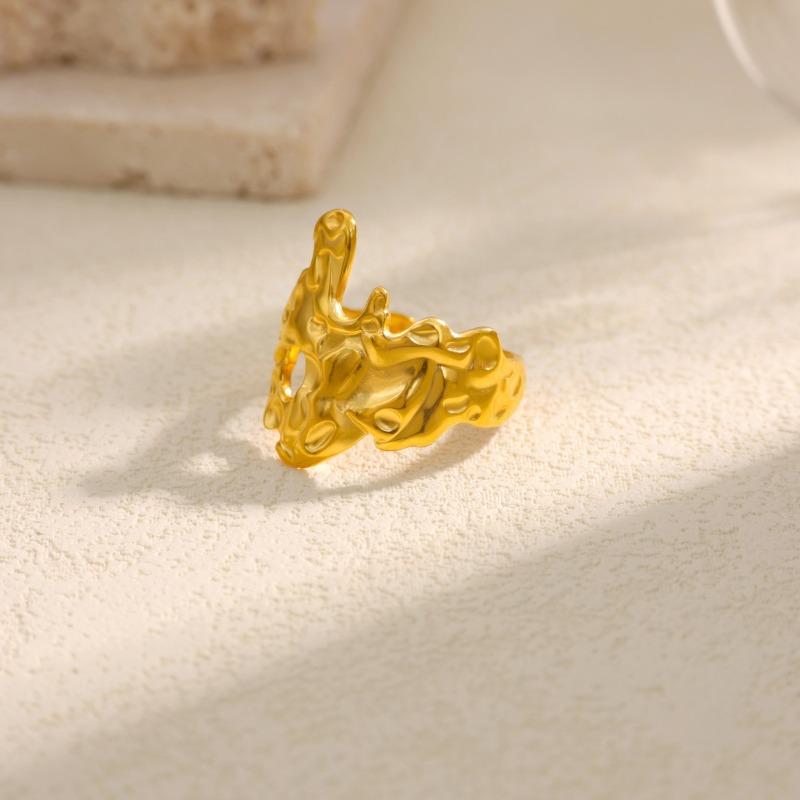 Stainless steel geometric irregular ring women's high sense niche design exaggerated ring hand jewelry