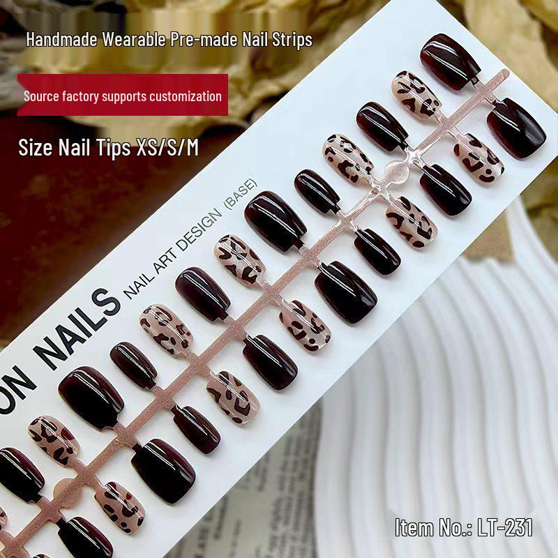 Leopard Print Cat Eye Nail Strips - 30 Handmade Pre-made Stickers