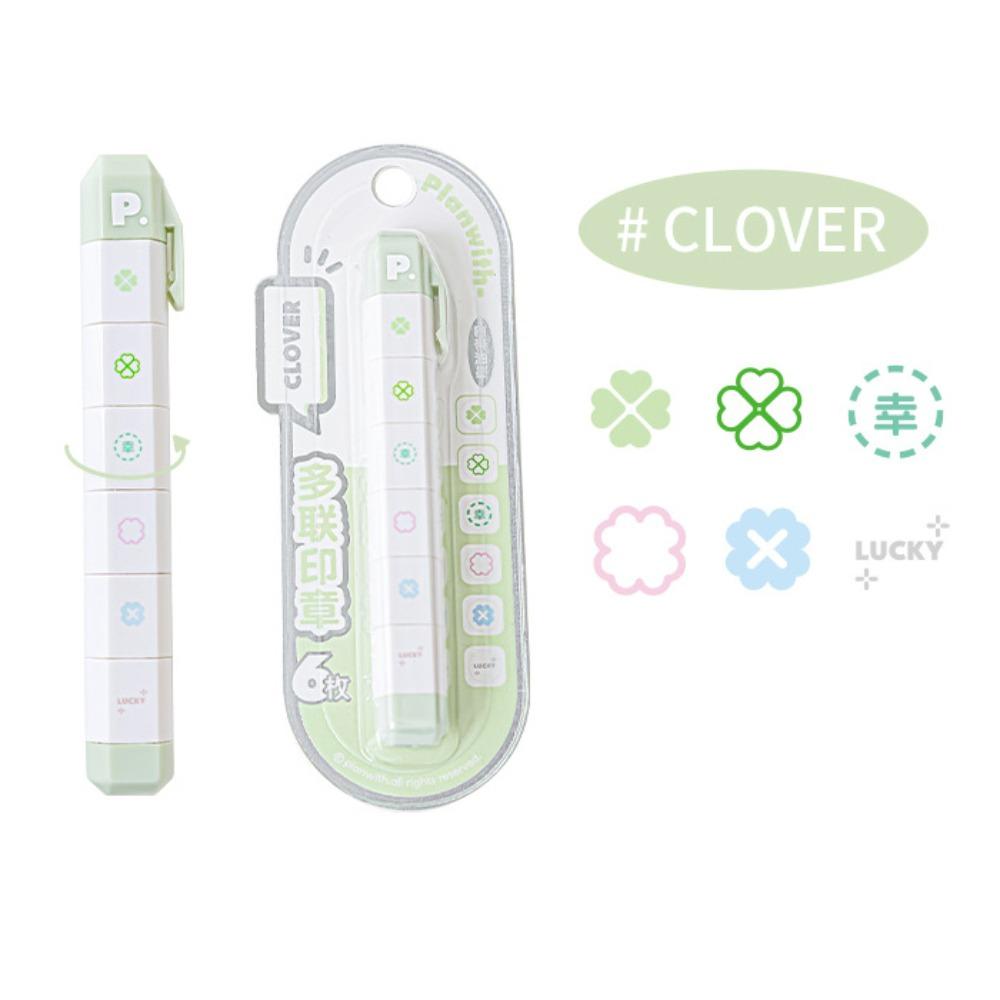 Cute Cartoon To Do List Journal Stamp Self-ink 6 Patterns Seal Pen Detachable Portable Diary Seal Kids Gift School Stationery