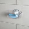 Clear Suction Soap Dish Easy Install Sturdy Plastic Self-Draining Design No Drilling Power Grip Suction Cup Shower Wall