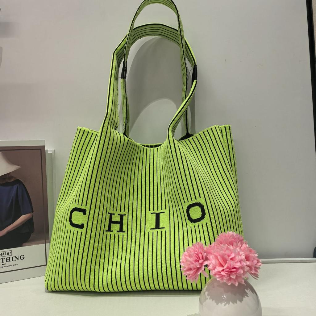 Gestreift, Tragetasche, Tasche mit großem Fassungsvermögen, Damen-, Freizeit-Tasche, Umhängetasche