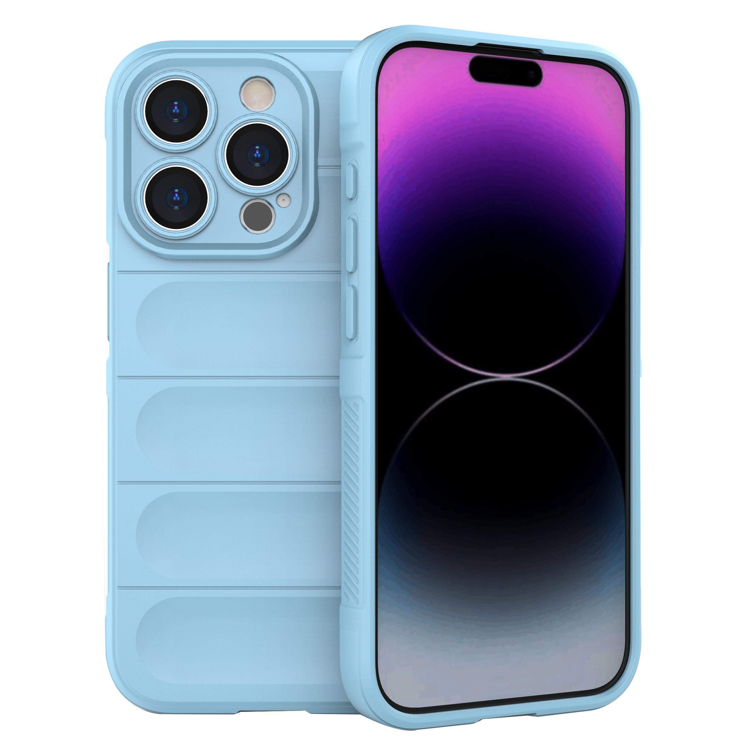 

For iPhone 15 Pro Max Anti-Scratch TPU Cell Phone Case Anti-drop Rugged Phone Back Cover Baby Blue