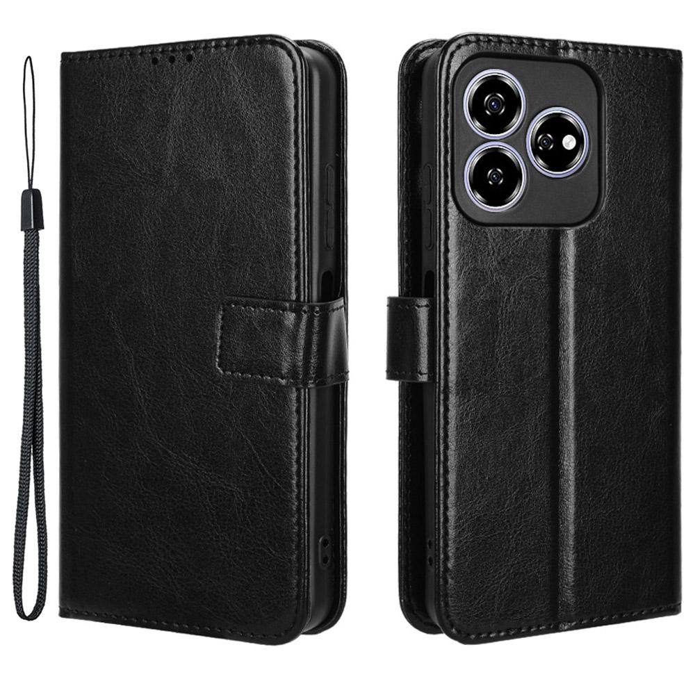 For ZTE Axon 60 (ZTE Blade V60) Leather Phone Case Wallet Crazy Horse Texture