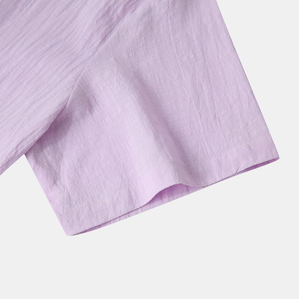 Summer 2024 Bestseller: Men's Solid Color Cotton Linen Stand Collar Short Sleeve Shirt - European & American Style