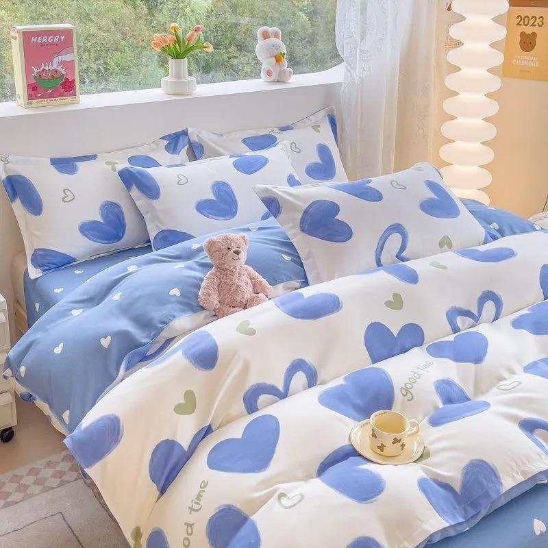 Thickened Ins-style 4-piece Bedding Set / 100% Pure Skin-friendly Cotton Single Duvet Cover,4-piece