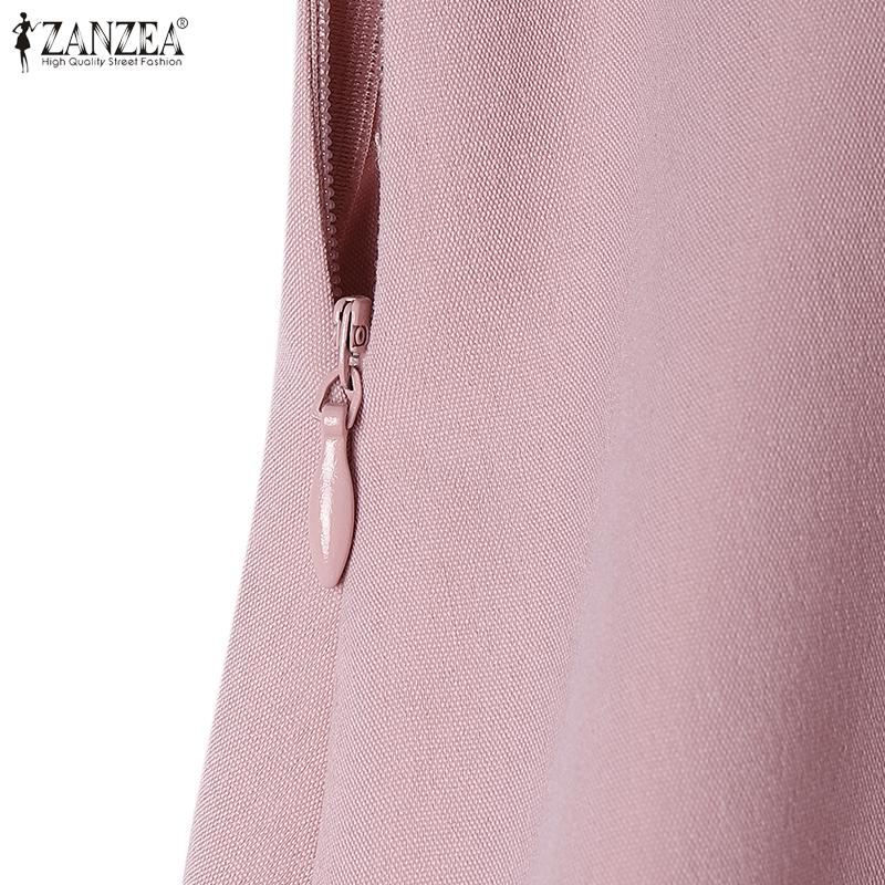 ZANZEA Women Summer V-neck Casual Short Sleeve Print Dress