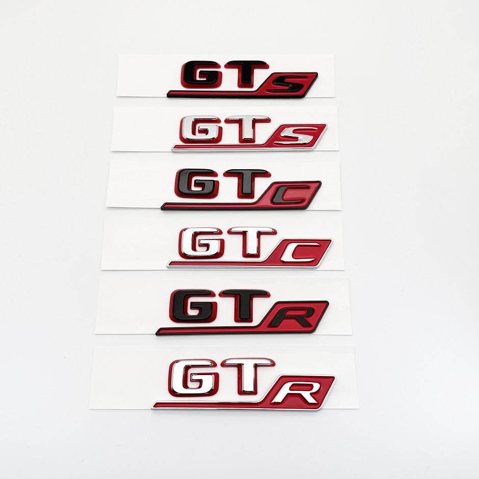 ABS 3D Chrome Silver Black Red Red Emblem Sticker Logo For C190 Series GT GTS GTC GTR Car Rear Trunk Badge Decal Accessories