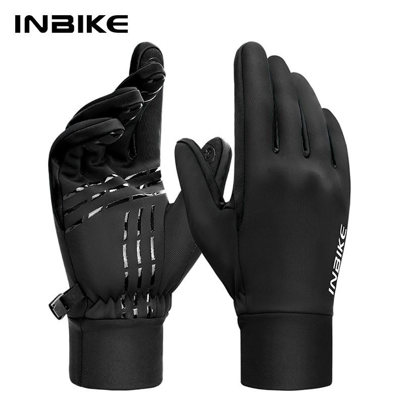 Winter Cycling Gloves Full Finger Thermal Lined Touchscreen Compatible Anti-Slip Shock Absorption Road Bike Motorcycle Use