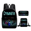Amongus Space Werewolf School Bag 3PCS Game Merchandise Elementary And Middle School Students Backpack Pencil Bag Satchel