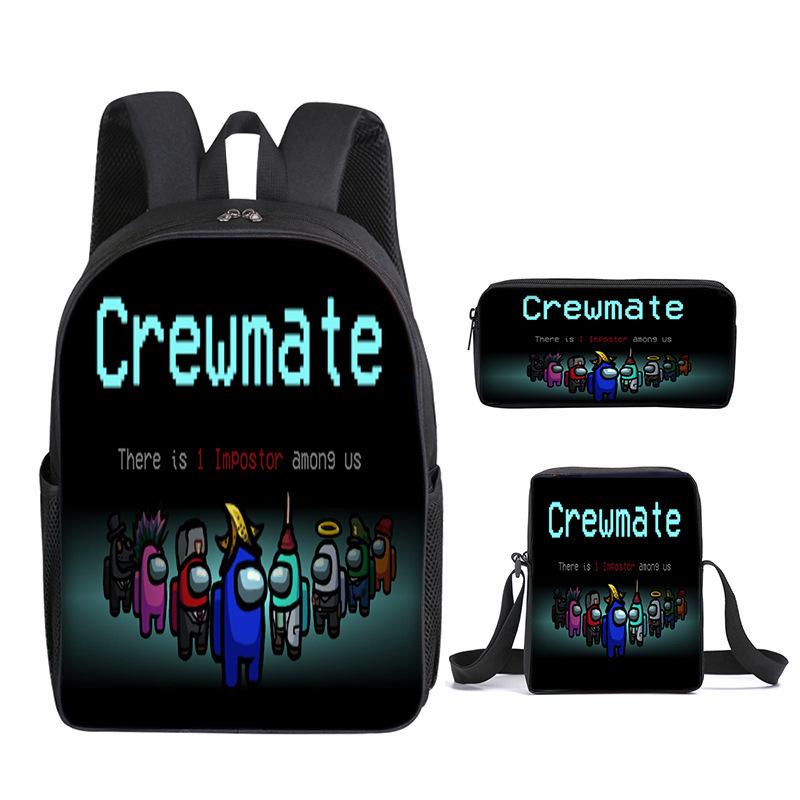 Amongus Space Werewolf School Bag 3PCS Game Merchandise Elementary And Middle School Students Backpack Pencil Bag Satchel