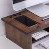 Beifang Walnut Monitor Riser with Dual Drawers