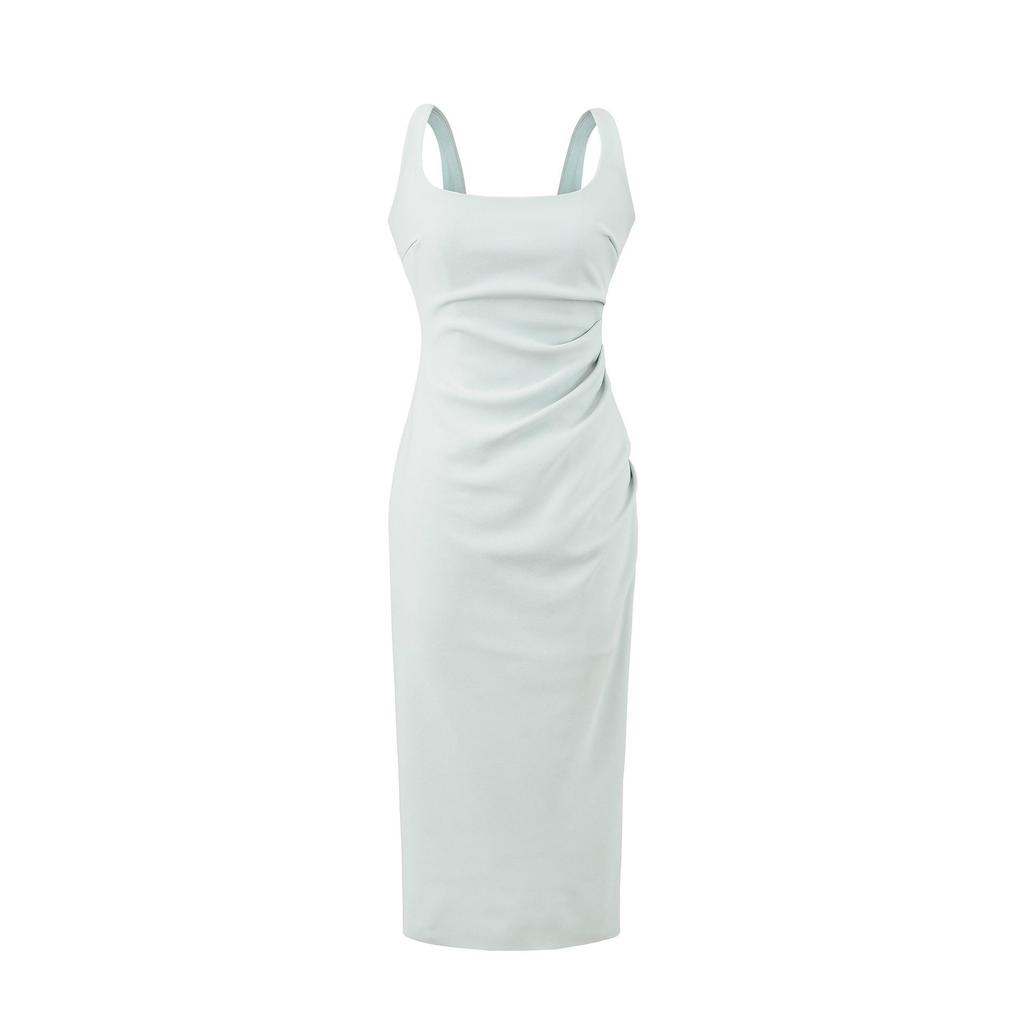 Elegant 2026 French Slim-Fit Backless Midi Dress for Women – Flattering Ruched Waist, Hip-Lifting Style in Mid-Length.