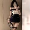 Seductive Female Police Officer Cosplay: Fitted Lingerie Uniform with Hip-Hugging Skirt