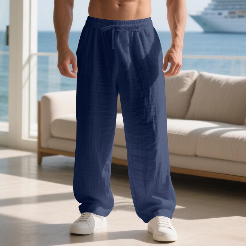 Loose-fit Men's Casual Homewear Linen Simple Light Luxury Sports Trousers
