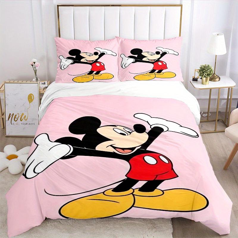 3pcs Pink Mickey Mouse Bedding Set Includes 1 Quilt Cover and 2 Pillowcases, Comfortable Bedding W082