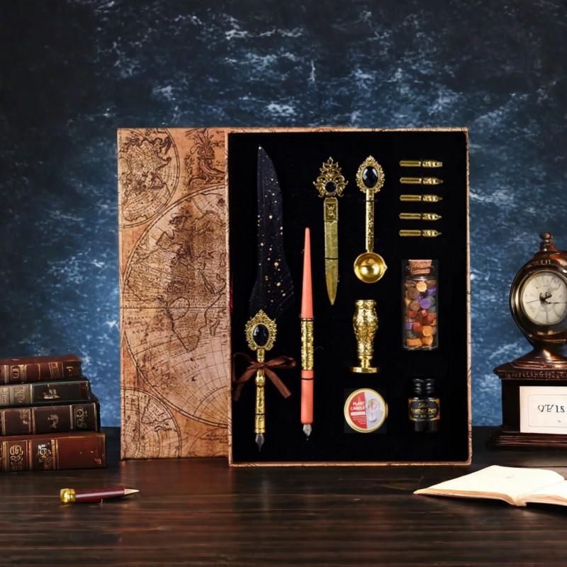 Feather Pen Magic Academy Dip Set With Wax Seal Kit Calligraphy Gift