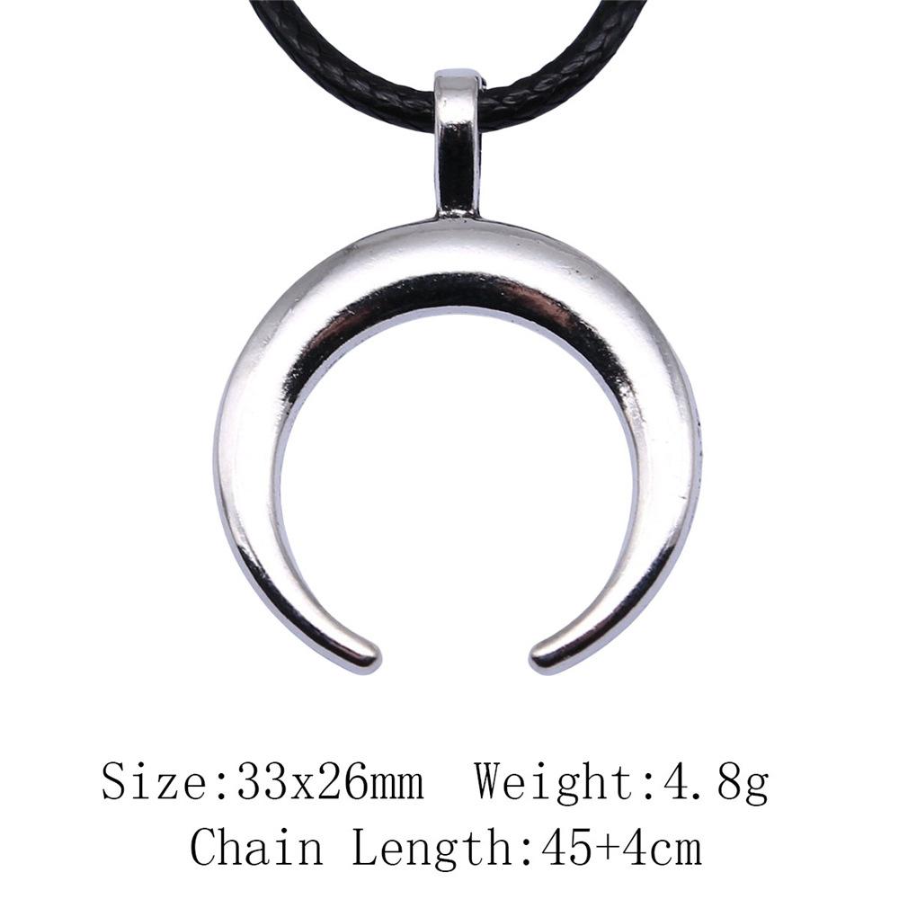 Punk Witch Horn Crescent Pendant Necklace For Women Men Half Moon Necklace Crescent Lune Necklace