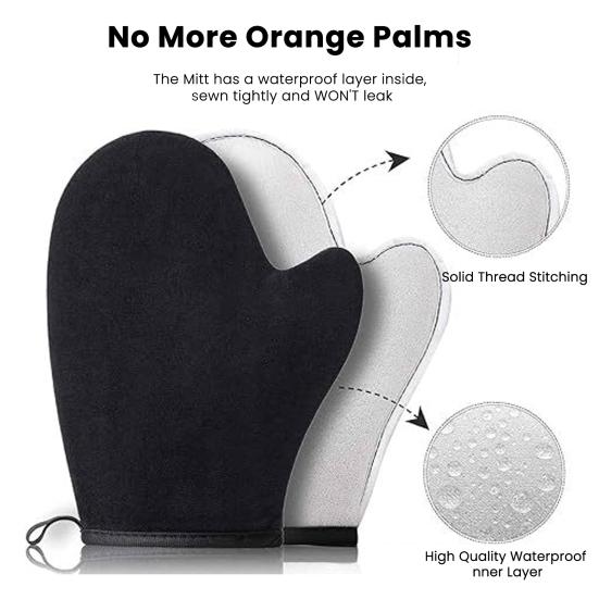 Self-Tanning Mitt Set with Waterproof Lining Double-Sided Self Tanner Glove Applicator Face Body Back Applicator Brush