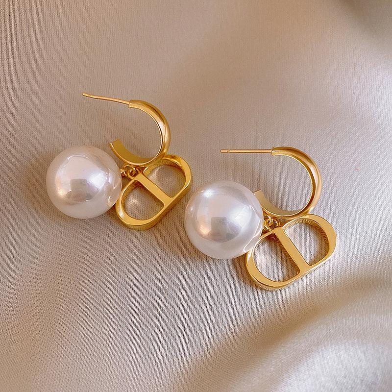 French Vintage Zircon Pearl Earrings - Elegant Retro Studs