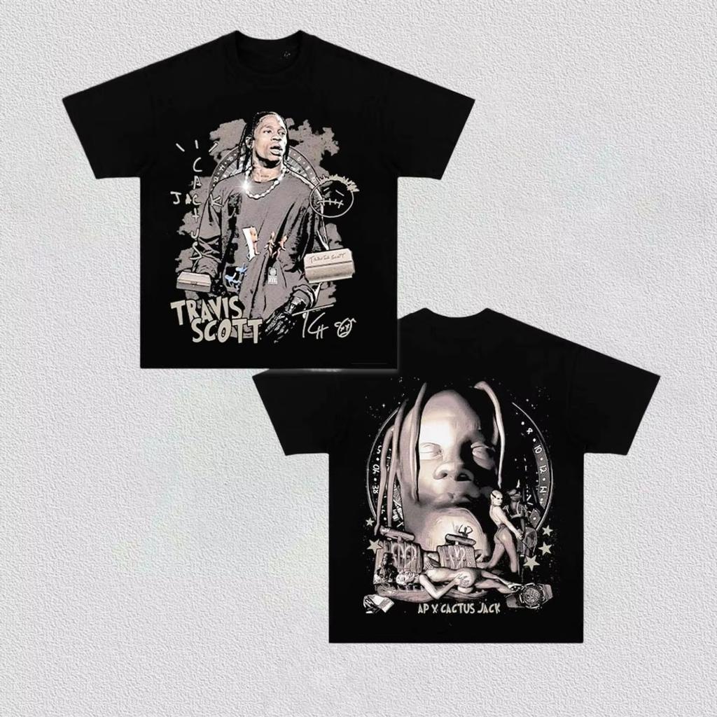 Travis Scott Y2k Graphics Pure Cotton Unisex Shirt 2026 New Oneck Short Sleeve Unisexs Womens Fashion Hiphop Tshirt Fan Gifts