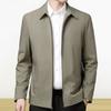 Men Jacket Lapel Solid Color Mid-aged Elderly Men Long Sleeve Zipper Closure Straight Formal Business Casual Soft Spring Fall Daily Coat