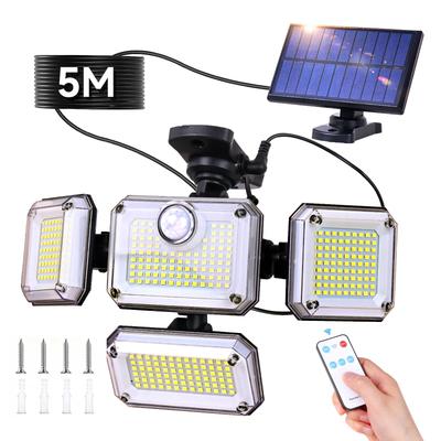 Solar-Außensensor Separater Typ 4 Einstellbar 5M Verlängerung 2400mAh Hoch IP65 Katastrophen Automatischer Garten Außenwand Vorderer Parkplatz Einfache Installation