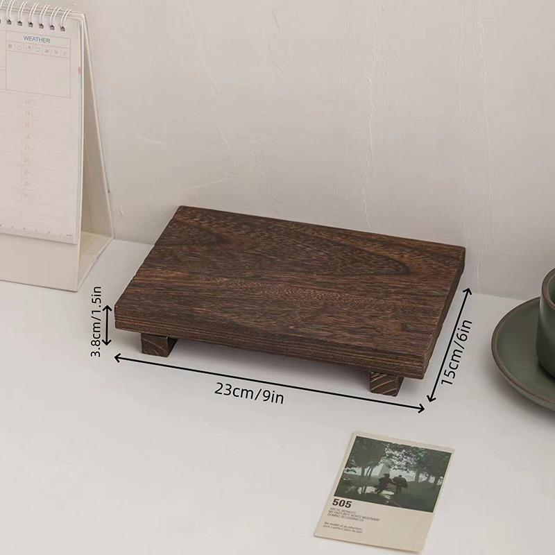 Wood Tray Pedestal Stand Wooden Vanity Hands Soap Scented Candle Storage Holder Tray Kitchen Seasoning Holder Home Decor