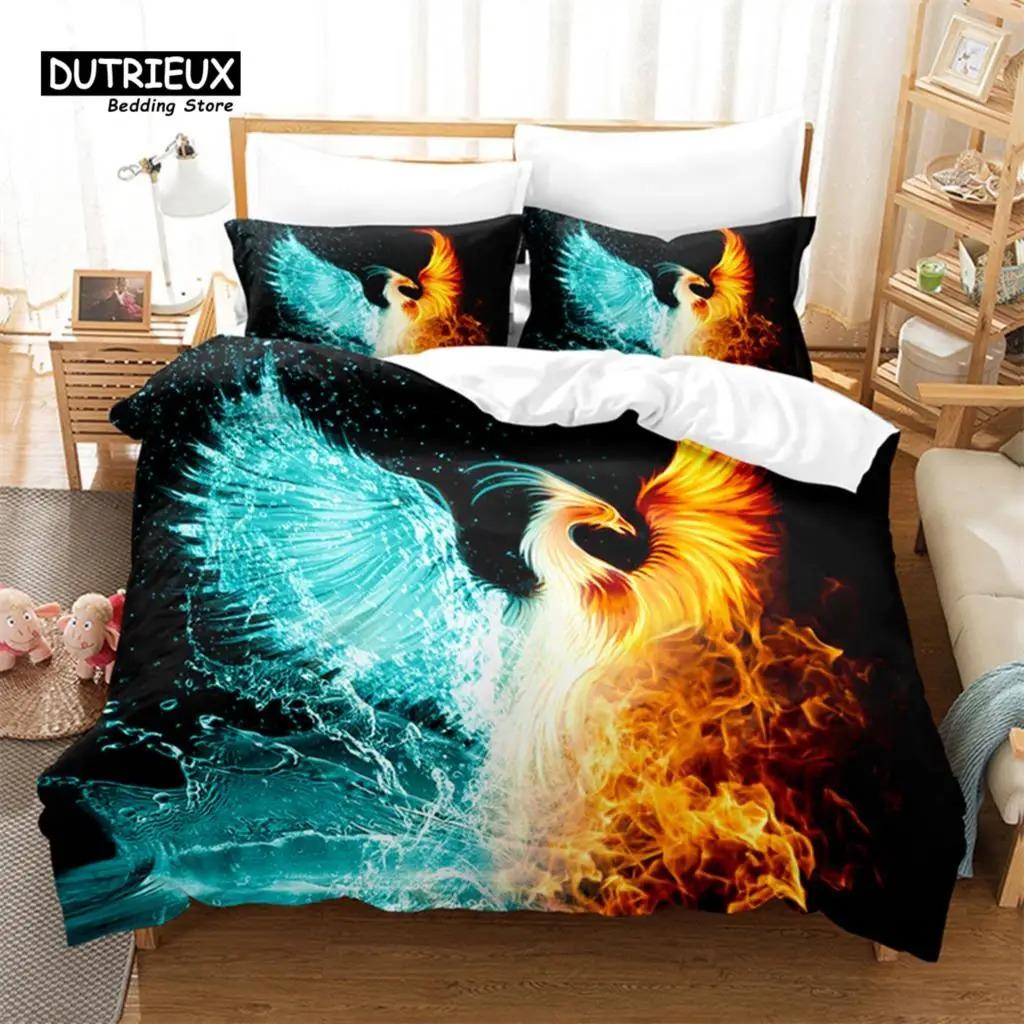 Flaming Phoenix Bed Cover Full Queen Size Phoenix Nirvana Fired Volcano Bed Ensemble Premium Microfiber Comforter Cover For Teen Adult Decor