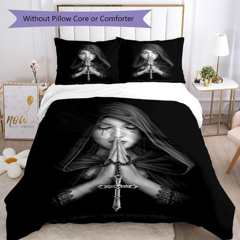 Set Biancheria da Letto Stile Gotico Traspirante Copripiumino con Federe Biancheria da Letto Decorativa per Camera da Letto Decorazione Casa Regalo di Compleanno