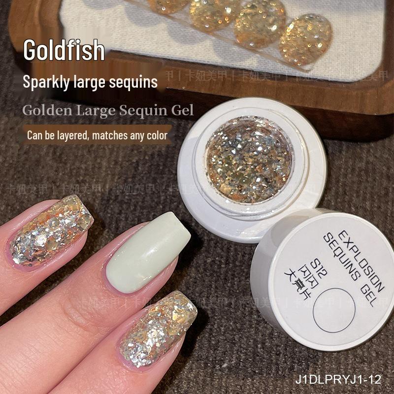 

Kan Niu Goldfish Princess Shimmer Крупный Глиттер Гель-лак 2025 – Новый Мерцающий Шампань Золотой Гель для Ногтей с Эффектом Битого Бриллианта