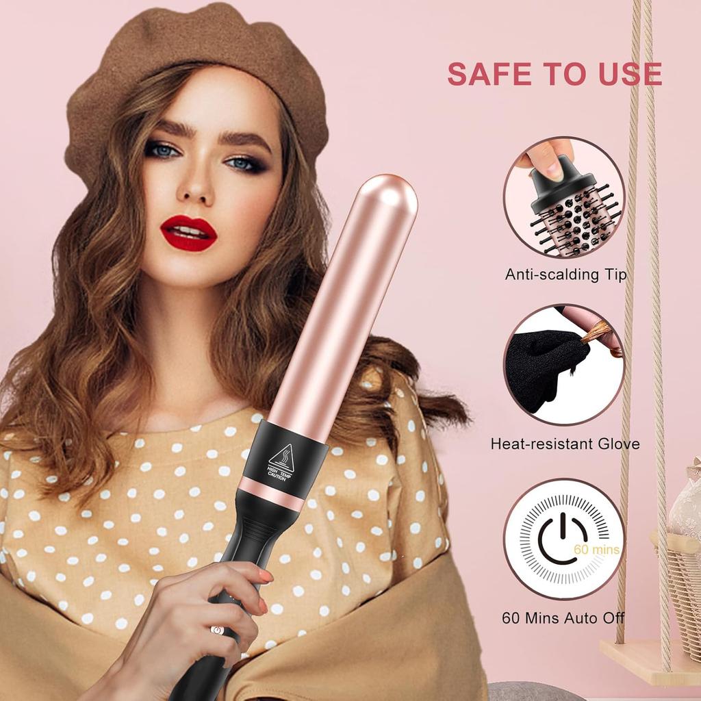 Hot Sale 5 In 1 Interchangeable Curling Wand Worldwide Dual Voltage 1H Auto-off Double Plastic Stand Custom Color Logo
