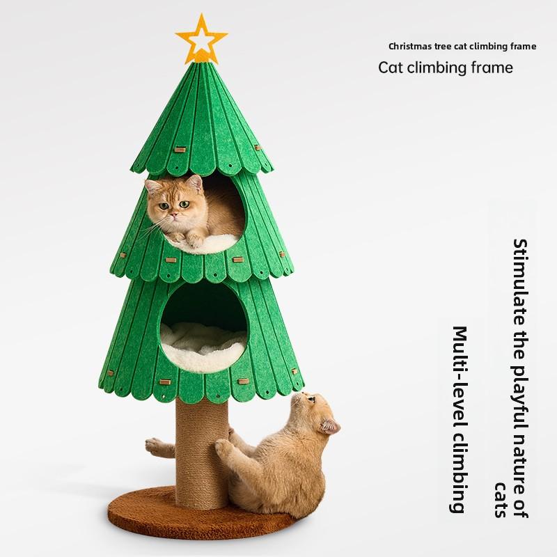 Christmas Tree Cat Climbing Frame Cat Litter Integrated Sisal Cat Scratching Column Resistant To Scratching Crumbs