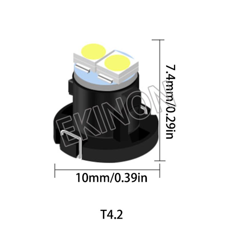 100pcs T4.2 T4.7 Car LED Instrument Indicator Light Auto Central Control Air Conditioning Clock Lamp Bulb 3528 2SMD White DC12V T4.2
