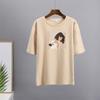 Hirsionsan Aesthetic Cartoon Printed T Shirt Women Summer Loose Casual Clothes Ladies Elegant Harajuku Graphic Tees Cotton Female Tops