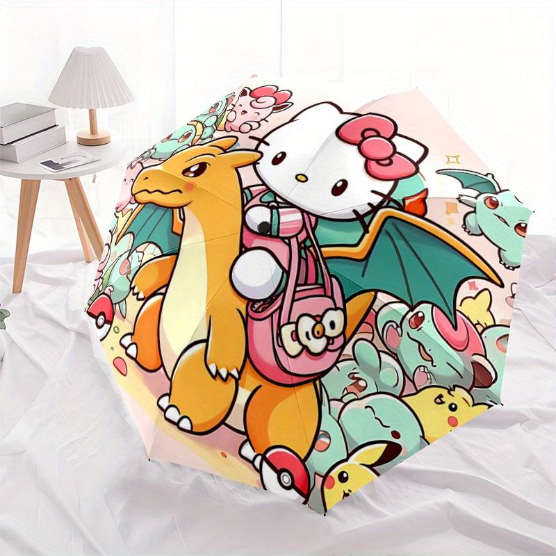 1pc Flying Dragon and Hello Kitty Pattern Umbrella, Fashionable, Personalized, High-Value Folding Umbrella, a Must-Have for Summer, 8-Rib Durable Iron