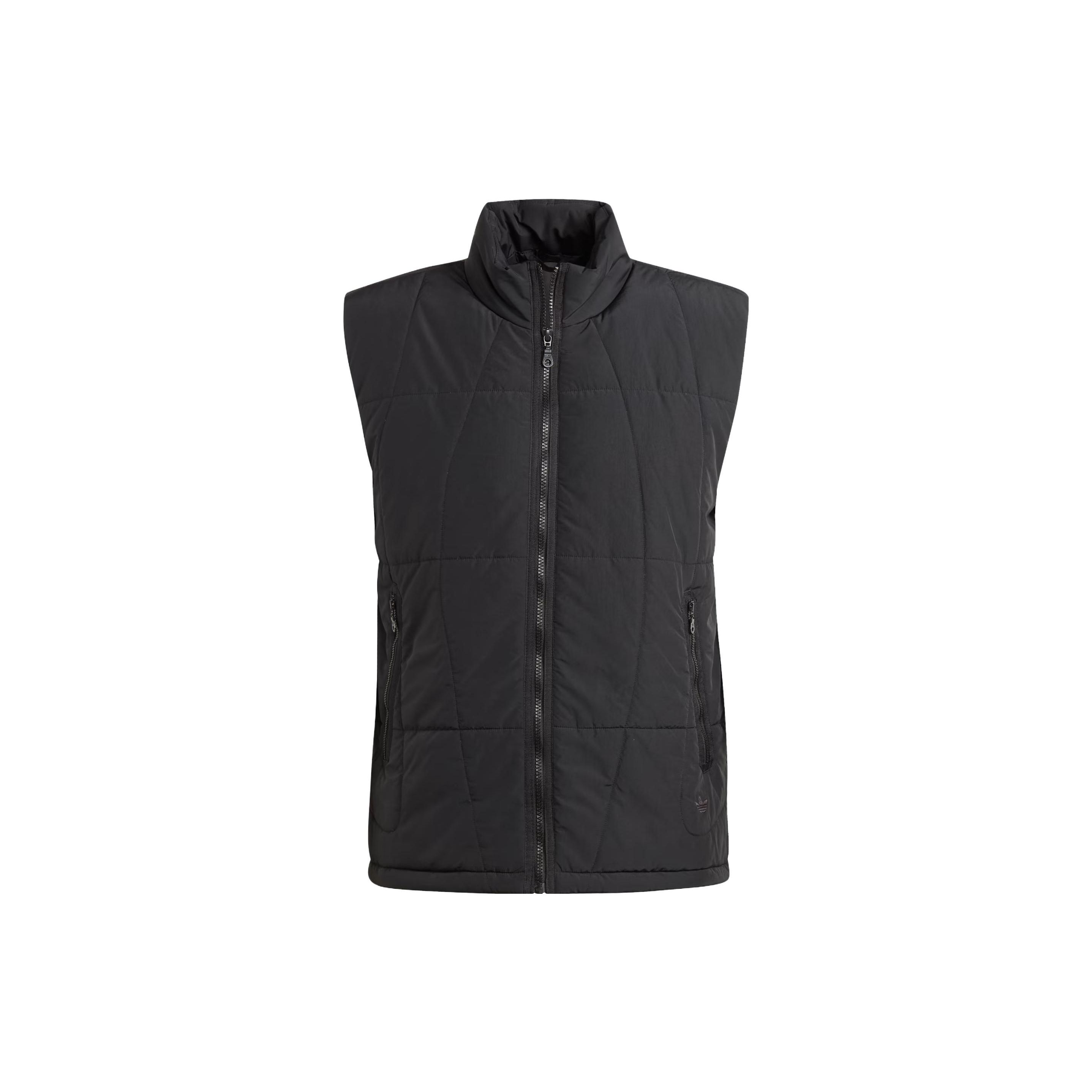 

Adidas Originals Adventure Thin Padded Vest Solid Color Stand Collar Zipper Sleeveless Vest Men Vests Black IJ0708