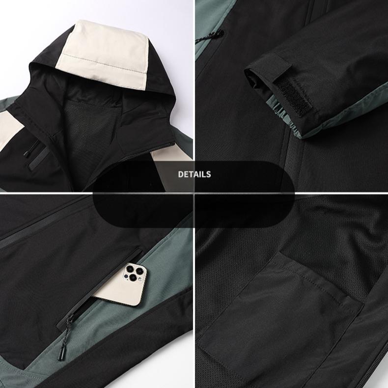 Windschutz Wasserdichte Lose Jacken Herbst Neue Kontrast Farbe Jacke Im Freien Camping Hoodie Mode Herren Kleidung Top
