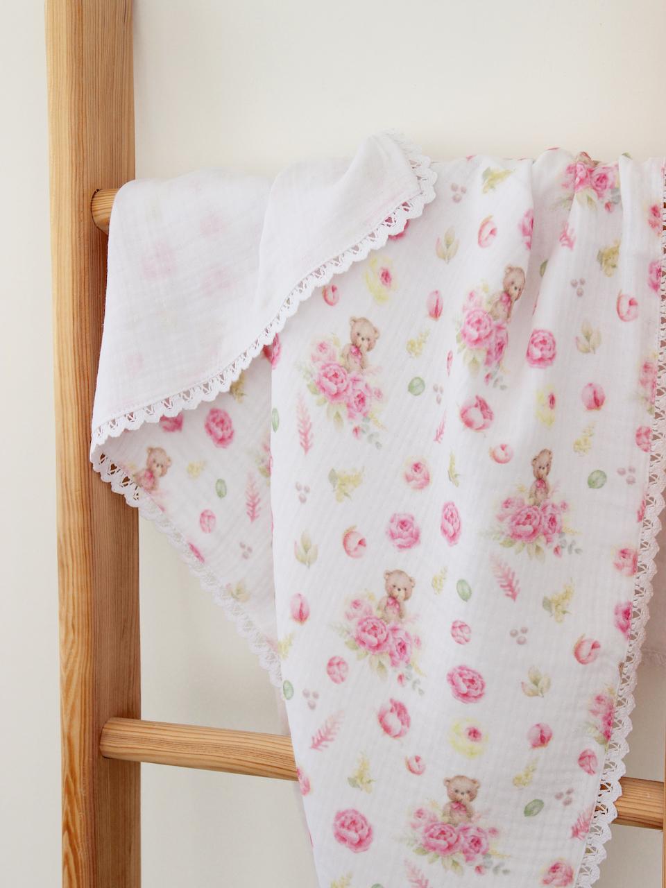 

Мусліновий дитячий плед 90/100 cm білий